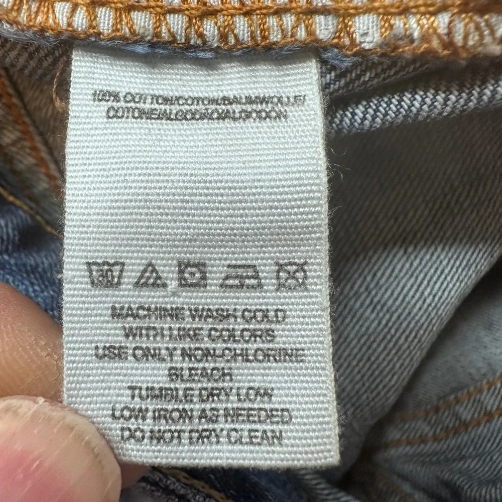 Free People Jeans Womens 25 Blue We The Free Straight Leg Distressed Raw Hem